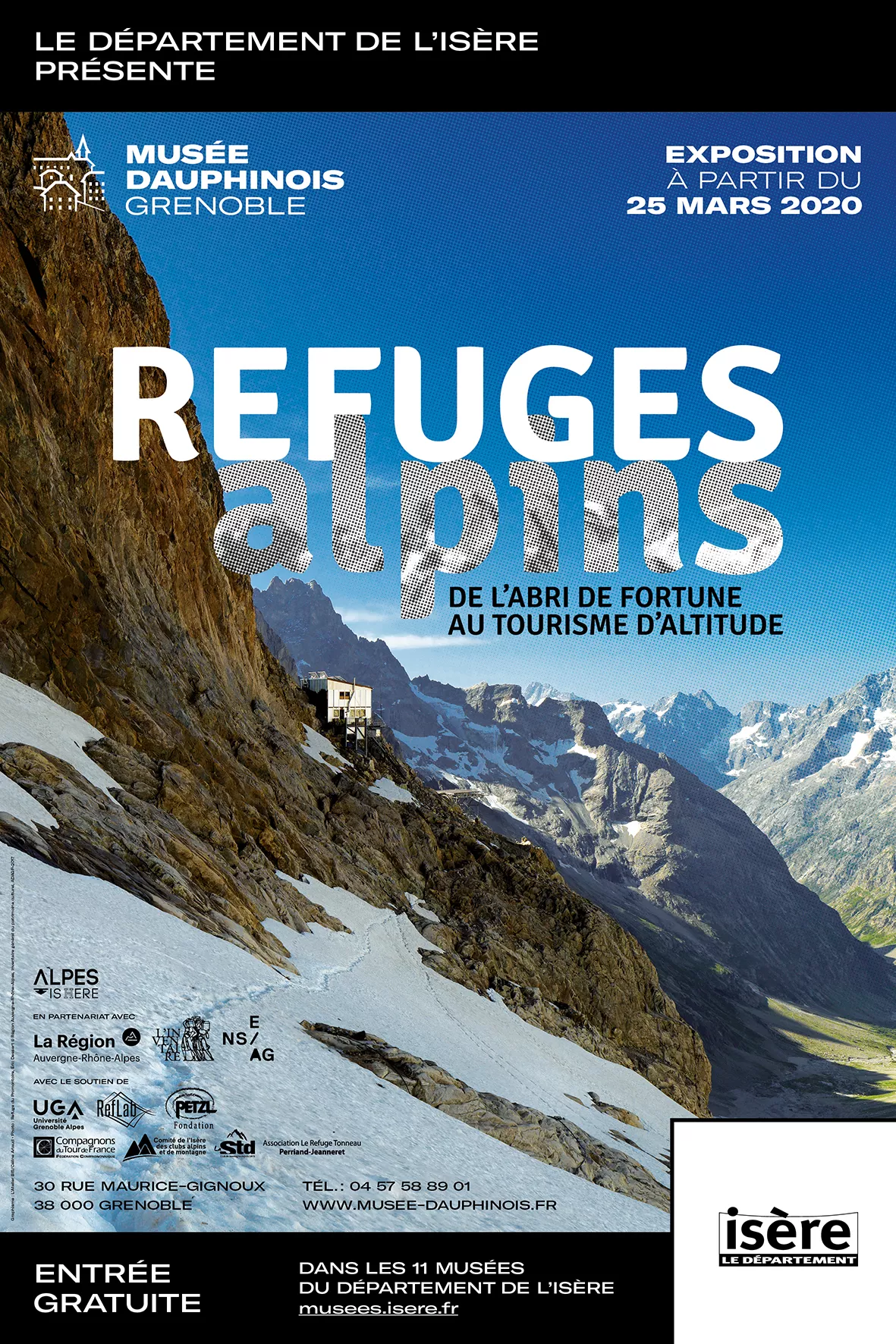 Affiche de l'expo "Refuges alpins" Affiche de l'expo "Refuges alpins"